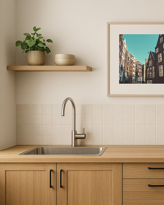 Poster Amsterdam Grachtenhäuser – Klassische Kanalarchitektur der Niederlande