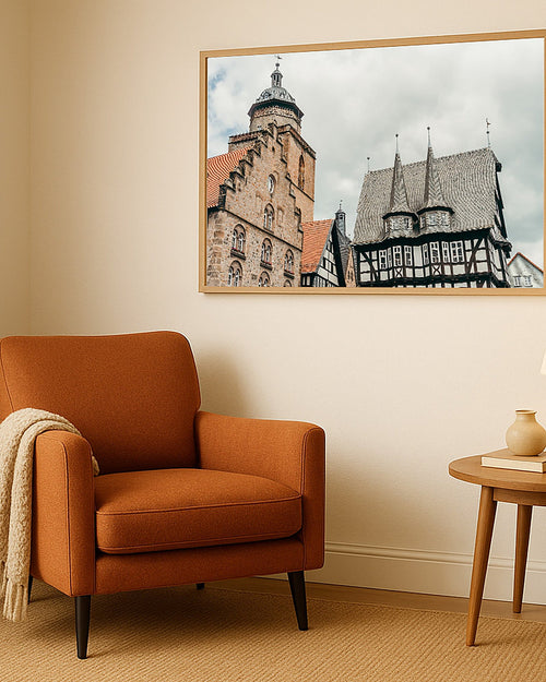 Poster Alsfeld Marktplatz – Historisches Rathaus und Fachwerk zum 800. Stadtjubiläum