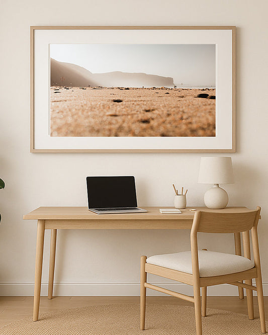 Poster Arrifana Beach Sonnenaufgang Portugal – Erstes Morgenlicht spiegelt sich im Wasser