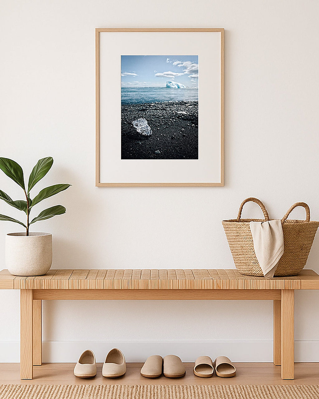 Poster Diamond Beach Island – Glitzernde Eisschollen auf schwarzem Vulkanstrand