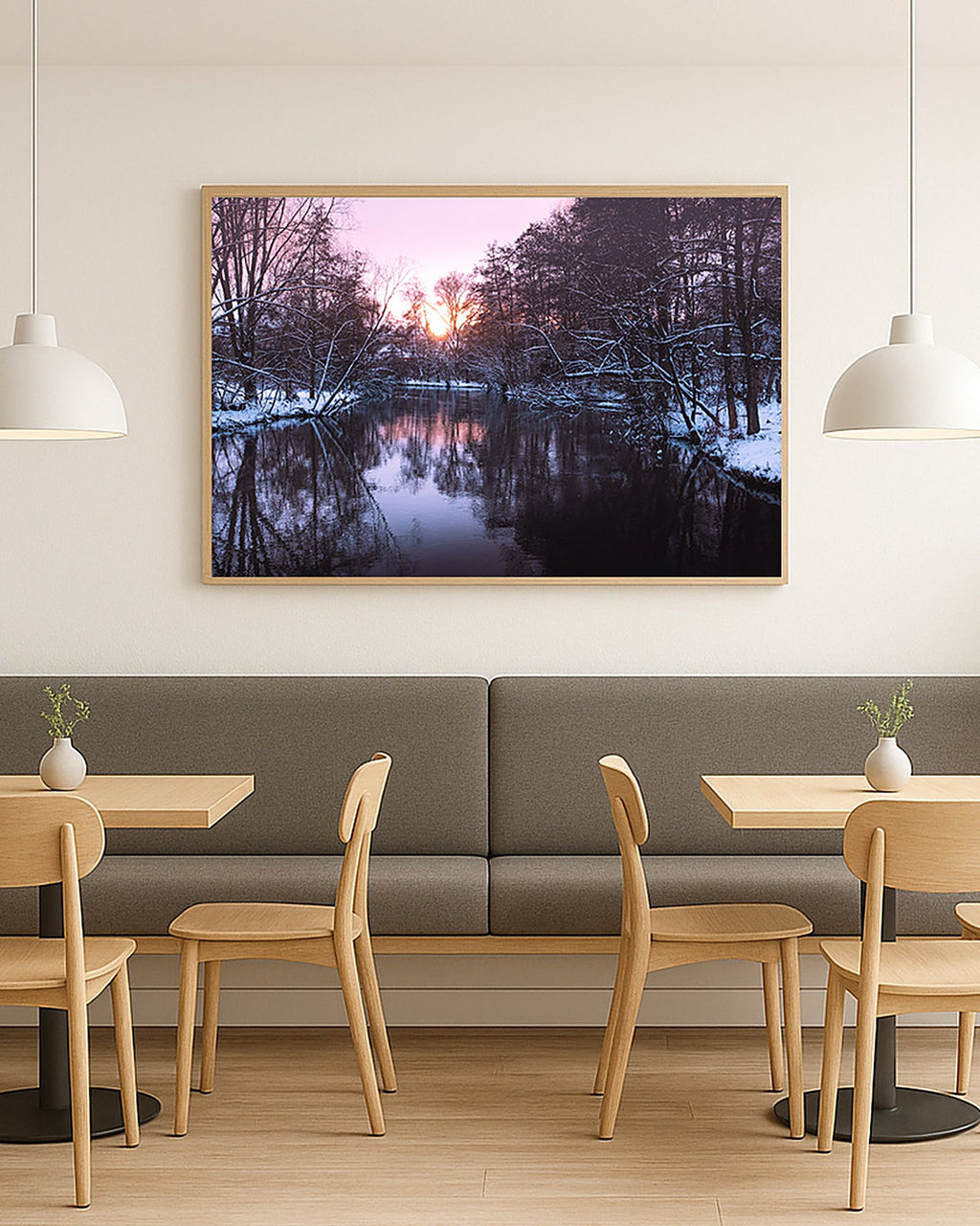 Poster Winterzauber Fulda – Verschneite Bäume im goldenen Abendlicht