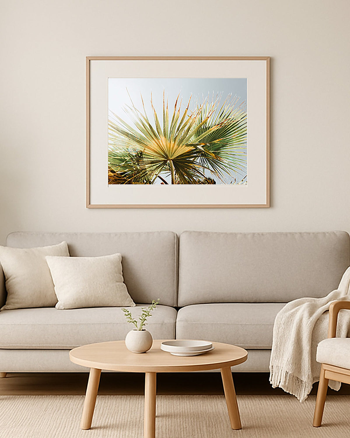 Palmenblatt Poster als tropische Wanddekoration im Wohnraum