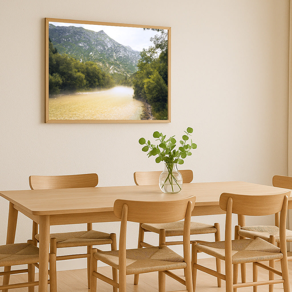 Poster Soča-Tal im Nebel