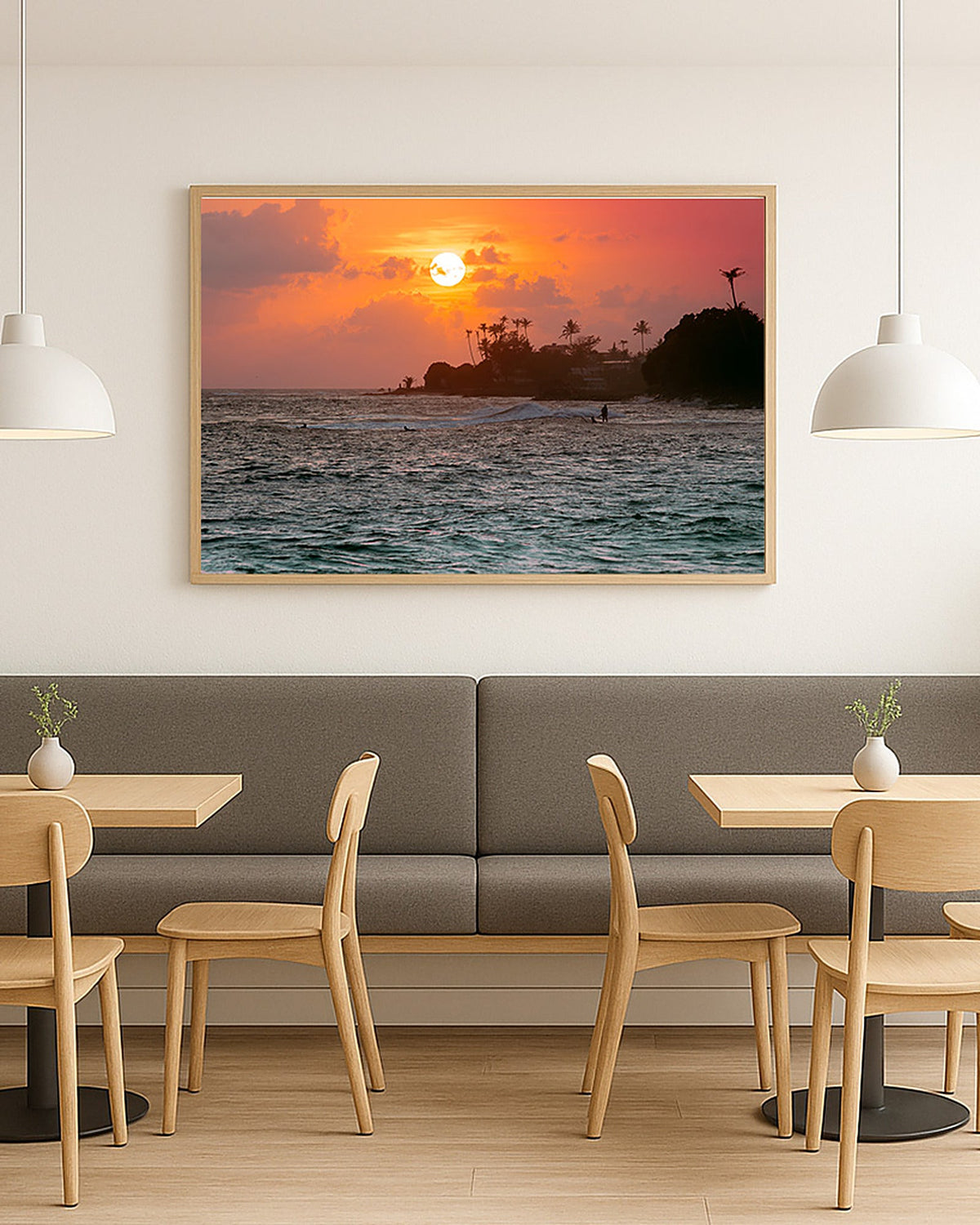 Poster Midigama Sunset Sri Lanka – Größenvergleich im Wohnraum